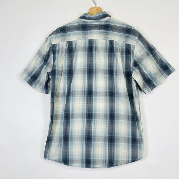 Carhartt Blue Cream Plaid Short Sleeve Button Up Relaxed Fit Shirt Men's Medium - Picture 5 of 7